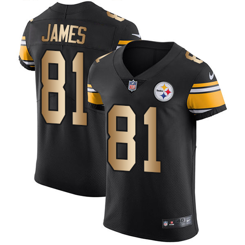 Nike Steelers #81 Jesse James Black Team Color Men's Stitched NFL Elite Gold Jersey